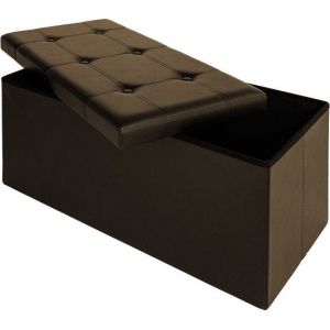 Banc Casaria avec rangement - 80x40x40cm 100L Faux cuir - Marron