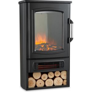 MOA Chemin&eacute;e &eacute;lectrique EFS183 - Chemin&eacute;e d'ambiance et chauffage - 2000W - Flammes r&eacute;alistes - Espace D&eacute;coration Bois - Noir