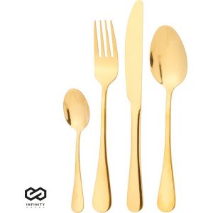 Infinity Goods Bestekset - Goud - 24-Delig - 6 Persoons Bestek - Mes/Lepel/Vork - RVS - Goud