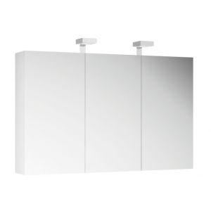 Allibert Armoire de toilette LED 120x70x15 cm - Blanc - Avec miroir intérieur et extérieur et spot LED