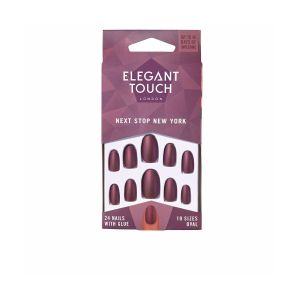 Elegant Touch - Polished Colour Nails With Glue Oval Next Stop New York