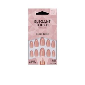 Elegant Touch - Core Colour Nails With Glue Short Stiletto Blush Suede 24 U