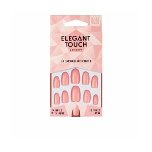 Elegant Touch - Polished Colour Nails With Glue Oval Glowing Apricot 24 U