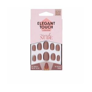 Elegant Touch - Polished Colour Nails With Glue Oval Mink Nude