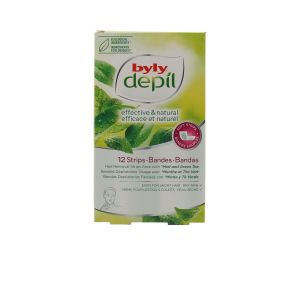 Byly - Depil Bandas Faciales Menta y Té Verde 12 U