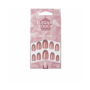 Elegant Touch - Polished Colour Nails With Glue Oval Velvet Nude