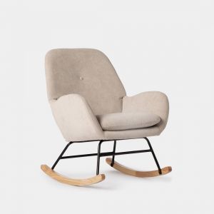 Fauteuil d'allaitement velours côtelé beige avec patins naturel Becca