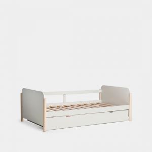 Lit gigogne pour matelas de 90 cm laqu&eacute; en blanc ivoire Ora
