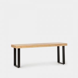 Banc en bois de ch&ecirc;ne avec pied en m&eacute;tal noir Alys