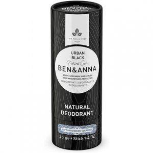 Ben&Anna BEN&ANNA Papertube Urban Black Deodorant Vegan and Certified Natural Cosmetics in Paper Packaging - Winner of Peta Vegan Award - Made in Germany pour homme