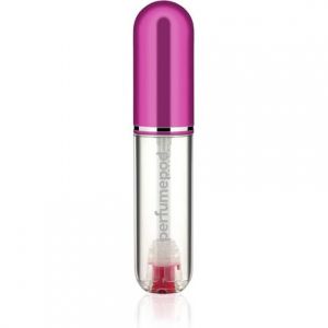 Travalo Pod Pure Atomizer Genie-S Refillable System Travel TSA Approved Reusable and Airtight Easy-Fill Mini Pump er Lightweight Clear Body Fun Colorful Lid Hot Pink 0.17oz Unisexe