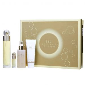 360 by Perry Ellis for Women 4 Piece Gift Set - EDT Spray, Body Mist Spray, Shower Gel