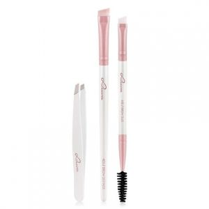Luvia Prime Brow Kit Brush Set with Tweezers and 3 Vegan Cosmetic Brushes