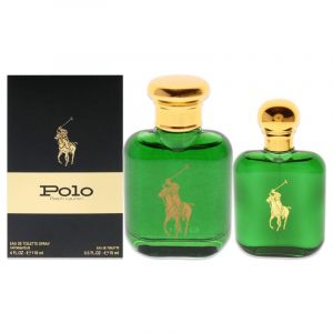 Polo Green par Ralph Lauren Men's Gift Set 4.2oz Eau de toilette Spray and 15ml Mini - New