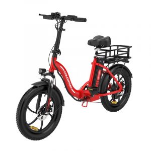 Vélo électrique pliable rouge + panier
