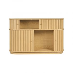 Console  en bois clair ch&ecirc;ne avec portes coulissantes l120 cm epic