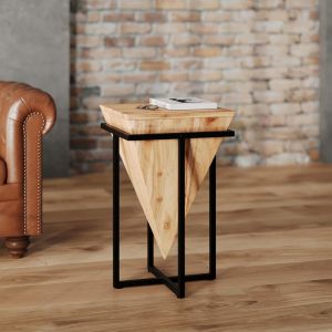 Grande sellette en bois d'acacia et m&eacute;tal - shanghai