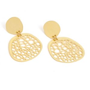 Boucles d'oreilles Petra en laiton dor&eacute; fabrication artisanale