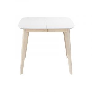 Table à manger extensible carrée blanche et bois l90-130 cm leena