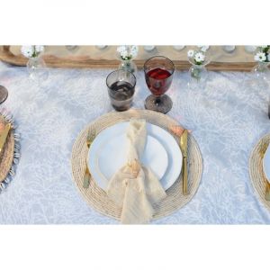 Assiette plate blanche rosa  - lot de 6