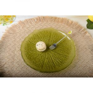 Assiette &agrave; dessert verte 21cm - citron - lot de 6