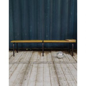 Banc d'&eacute;cole vintage jaune et noir n&deg;344