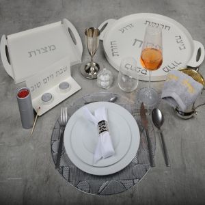 Dessous d'assiette g&eacute;om&eacute;trique argent - lot de 6