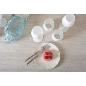 Assiette &agrave; dessert blanche rosa  - lot de 6