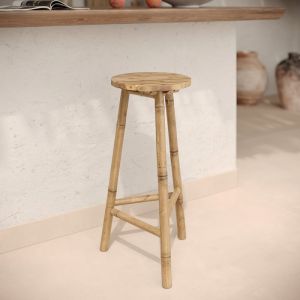 Tabouret de bar ext&eacute;rieur en bambou 74 cm - eli