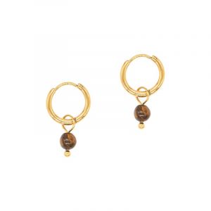 Boucles d'oreilles créoles oeil de tigre