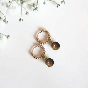 Boucles d'oreilles oeil de tigre ariane or