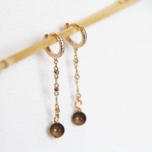 Boucles d'oreilles oeil de tigre beatrix or