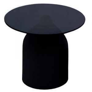 Miro-table basse ronde d50 cm en verre noir et acier laqu&eacute;
