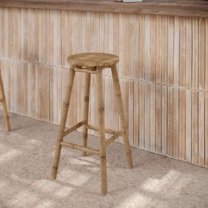 Tabouret de bar ext&eacute;rieur en bambou 74 cm - polly
