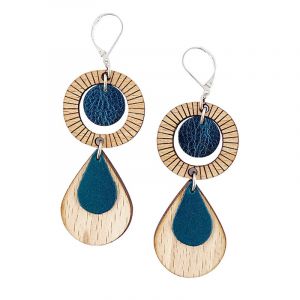 Boucles d'oreilles ethnique bleu p&eacute;trole