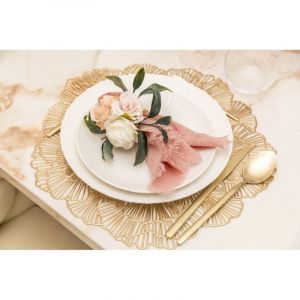 Dessous d'assiette p&eacute;tale dor&eacute;e - lot de 6