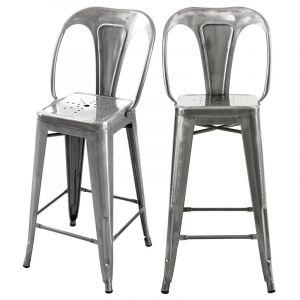 Lot de 2 chaises pour &icirc;lot central 67 cm en m&eacute;tal chrome - indus
