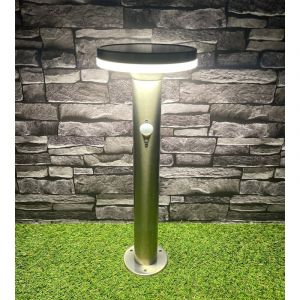 Borne ext&eacute;rieure solaire living avec d&eacute;tecteur de mouvements 45cm inox