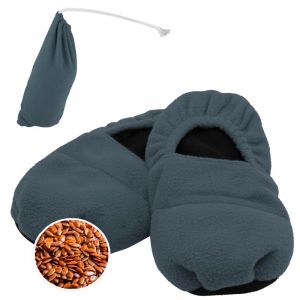 Chaussons chauffants, graines lin, polaire, 41-45, micro-ondes