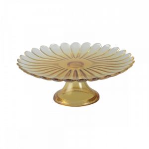 Plat à gâteaux sur pied jaune 21cm - printemps