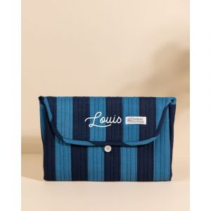 Matelas &agrave; langer de voyage wulan rayures ultra bleu