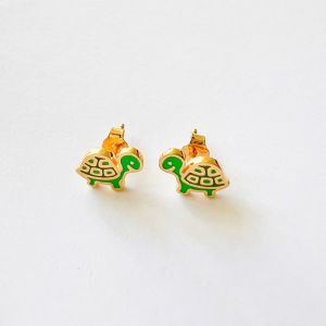 Boucles d'oreilles tortue verte or