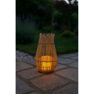 Lampe solaire rotin vacillante