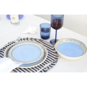 Assiette plate bleue en porcelaine  - lot de 6