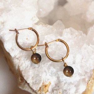 Boucles d'oreilles oeil de tigre hestia or