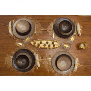 Dessous d'assiette feuille dor&eacute;e - lot de 6