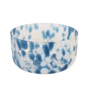 Saladier bleu et blanc en verre