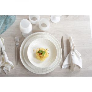 Assiette creuse blanche flora  - lot de 6