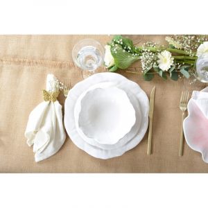 Assiette creuse blanche en m&eacute;lamine  - lot de 6