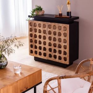 Buffet sculpté en bois de manguier